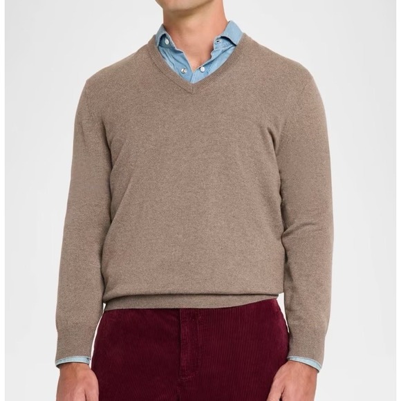 Brunello Cucinelli Other - Brunello Cucinelli Cashmere Wool Blend V Neck Beige Brown Sweater Men's Large/52